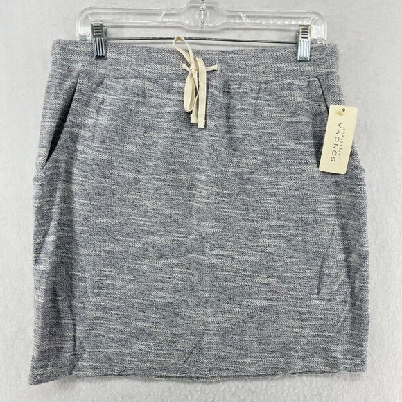 Sonoma Dresses & Skirts - Sonoma Mini Skirt Women's S Gray Heathered Drawstring Pockets Knitted Straight